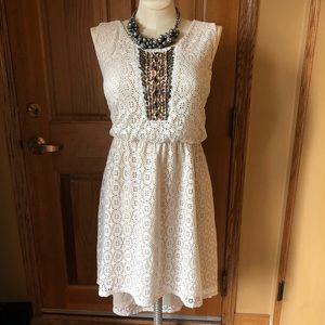 Crochet Knit Dress with HiLo Hem